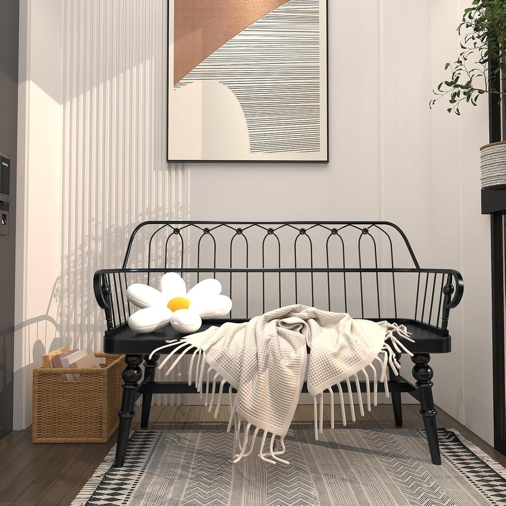 DIBRATY Entryway Bench,Spindle Back Wooden Dinning Bench, Farmhouse Foyer Bench for Entryway, Living Room, Dinning Room, Mudroom