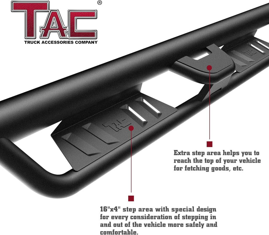 TAC EHD Running Boards Compatible with 2020-2026 Jeep Gladiator JT| Side Steps| Nerf Bars| Step Rails| Rocker Slider| Two-Stair| Pickup Truck Exterior Accessories| 4' Drop| Carbon Steel
