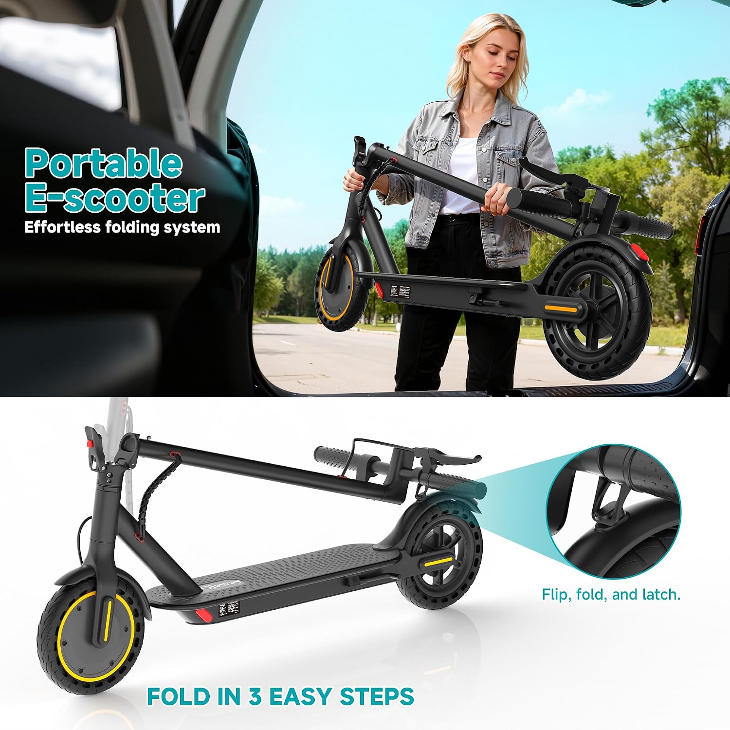Qlaway 8.5' E Scooter for Adults 19/22 MPH 350/500W Motor 187.2/288.6/441WH Battery, Motorized Scooter Up to 22 Miles Range, Foldable Bearing 265 LBS/APP Control