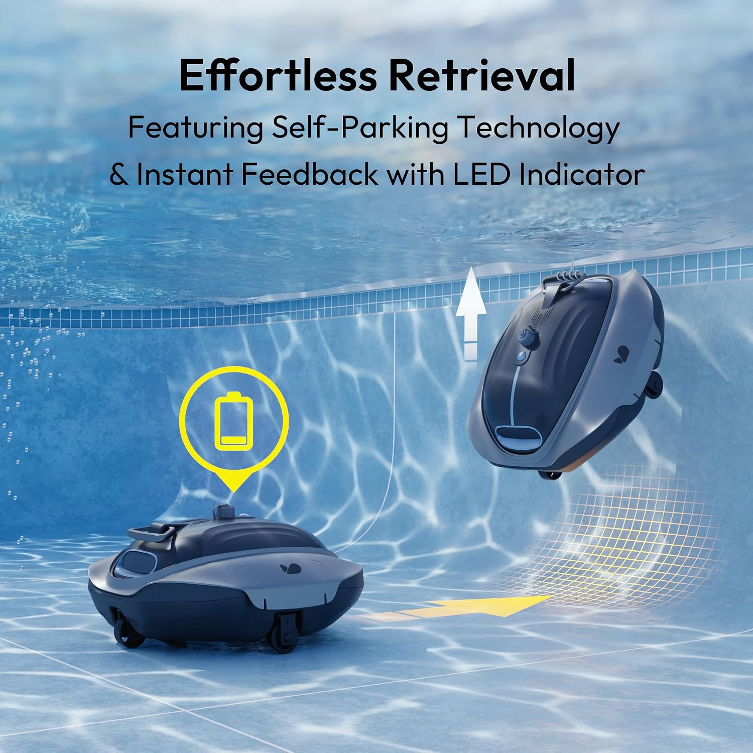 Bubot 300P Cordless Pool Vacuum, Robotic Pool Cleaner with Industry Leading Suction Power, DirtLock Tech 2.0, Auto Parking, Double Filtering for Above-Ground Flat Pools up to 850 Sq.Ft. Space Gray