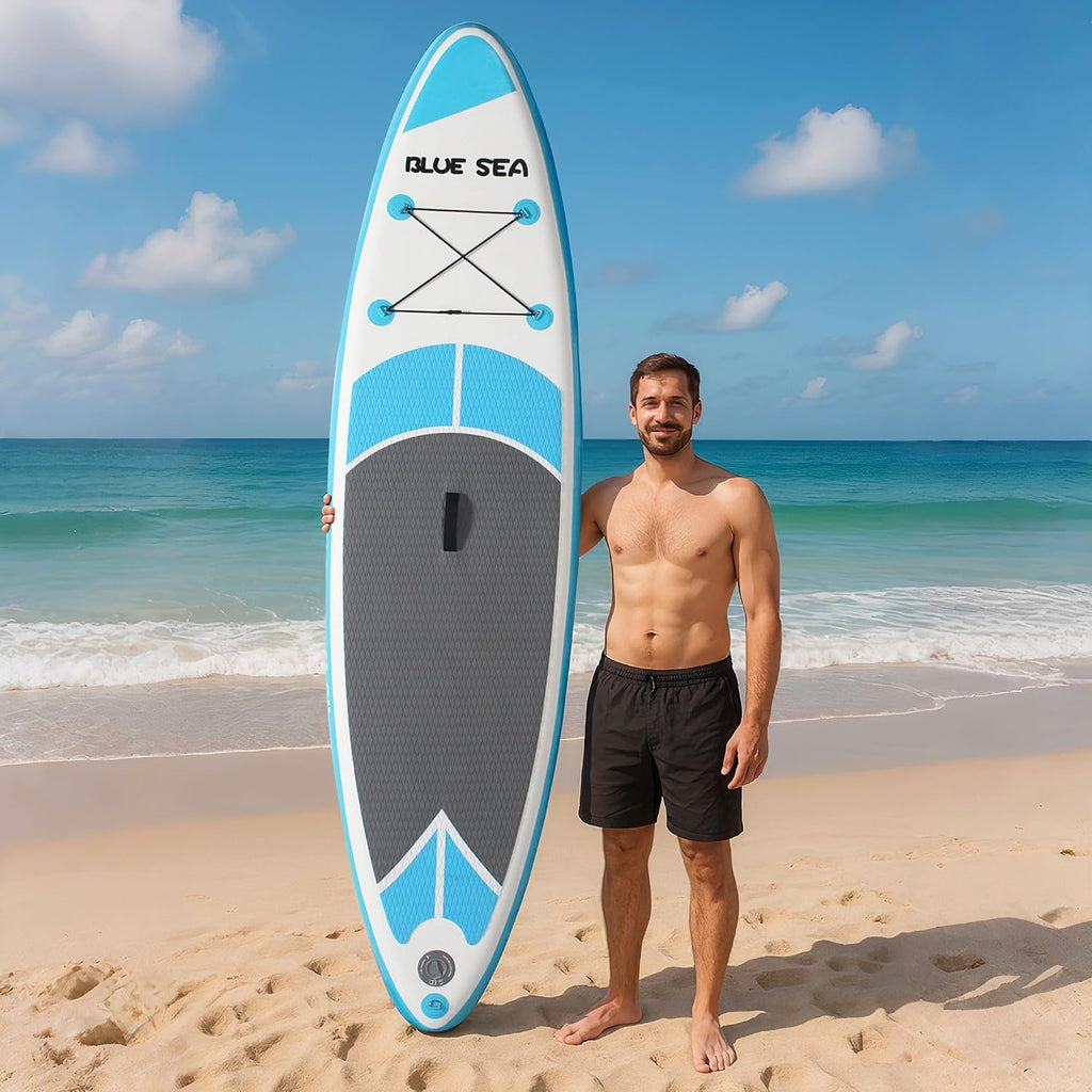 Inflatable Stand up Paddle Board, Extra Wide SUP, with Premium Paddleboard Accessories, Hand Pump, Backpack, Adult & Youth, for Yoga Fishing Paddling