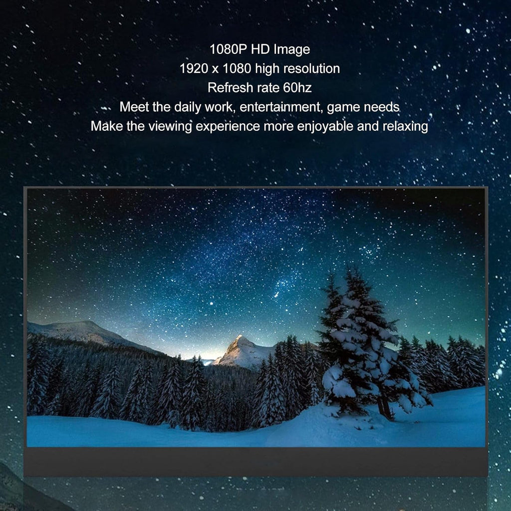 GOWENIC 13.3 Inch Portable Display, 1080P FHD Portable Display for Laptop, USB Type C External Second Screen with Dual Speaker HDR High Dynamic Range for for Laptop PC