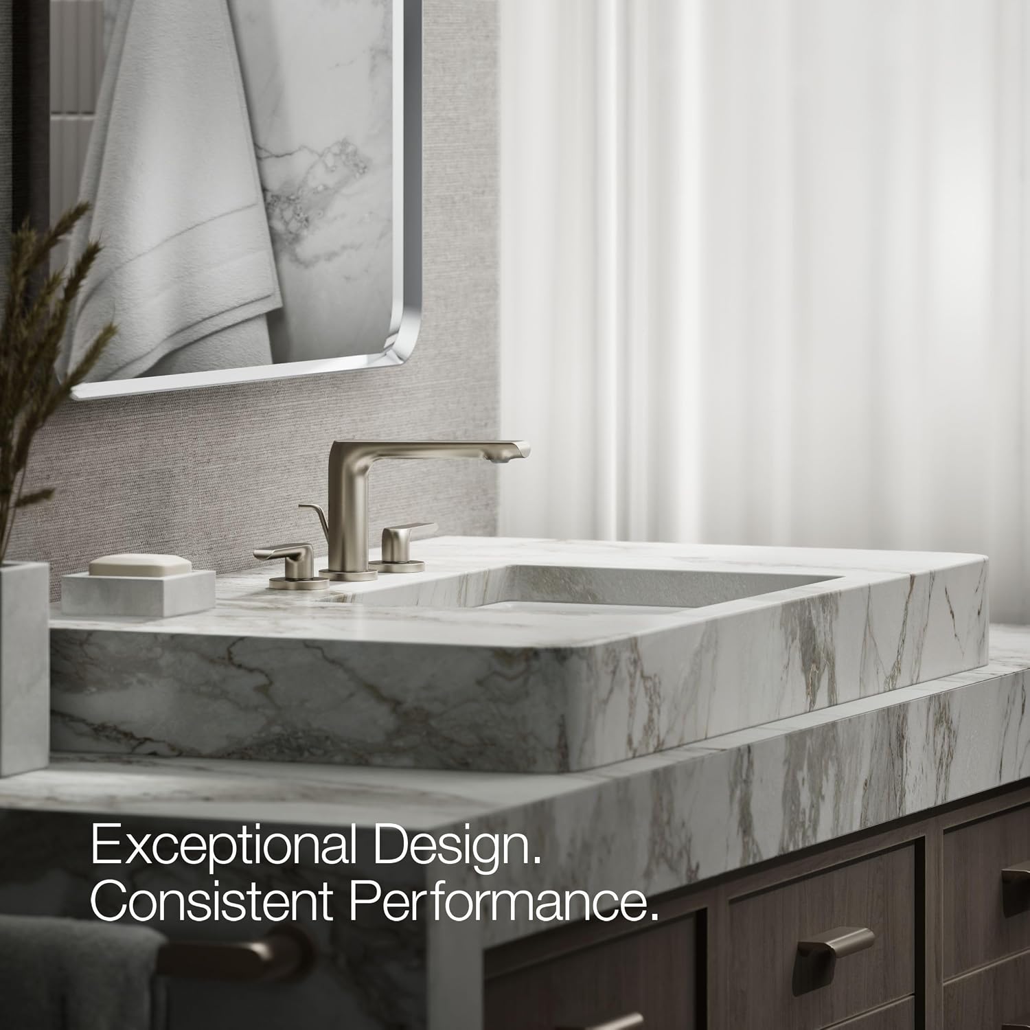 Kohler 97352-4-BN Avid® Widespread Bathroom Sink Faucet, 1.2 gpm, Vibrant Brushed Nickel