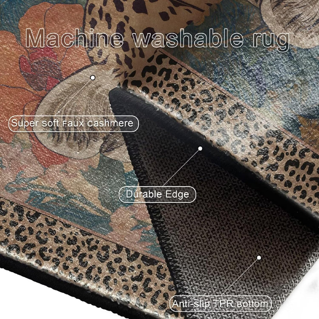 Luxury Living Room Leopard Printed Area Rug Boho Cheetah Rugs 6by9ft for Bedroom Study Room Washable Non Skid Decorative Floor Mats