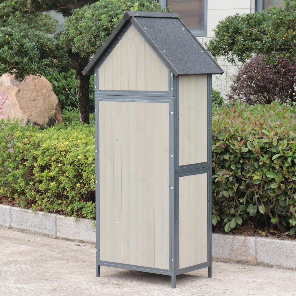 Outdoor Storage Sheds,Wooden Garden Shed with Metal Frame Structure and Adjustable Shelves,Large Capacity Storage Tool Cabinet Box for Backyard Garden Patio Lawn