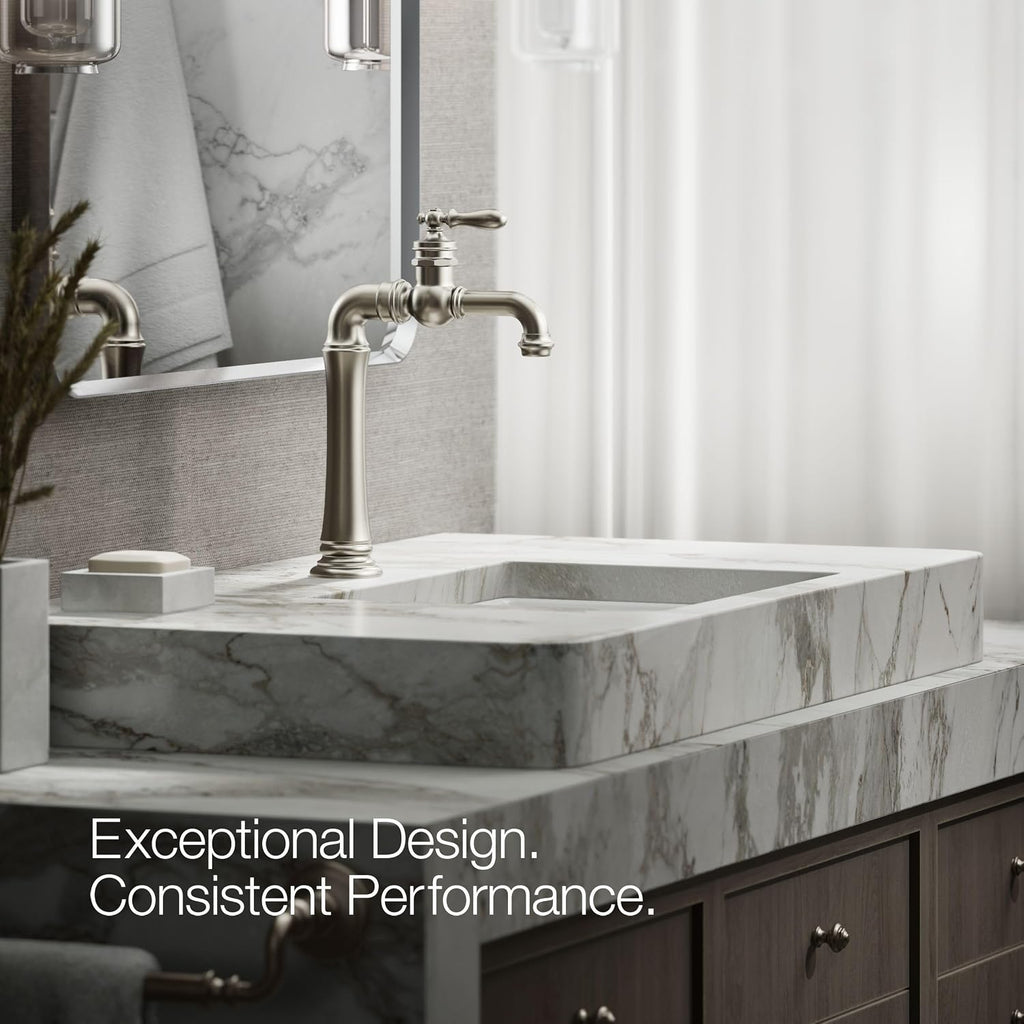 Kohler 72763-9M-BN Artifacts® Gentleman's® Single-Handle Bathroom Sink Faucet, 1.2 gpm, Vibrant Brushed Nickel