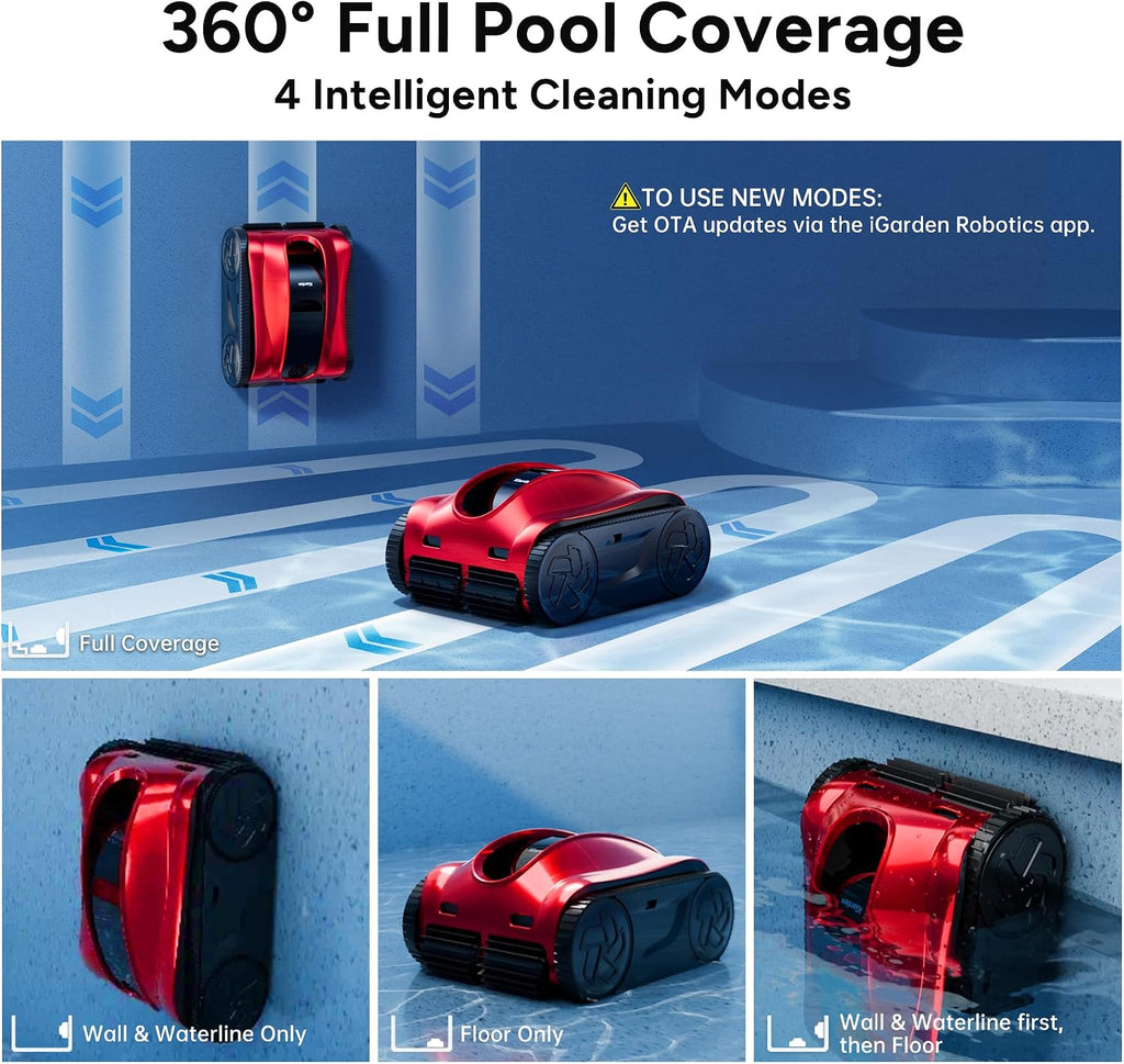 iGarden Pool Cleaner K Pro, 15H Runtime, Cordless Robotic Pool Vacuum for Inground Pools, Touchscreen, Smart Navigation, 200%Turbo Suction, Ultra-Fine Filtration, Auto-Parking
