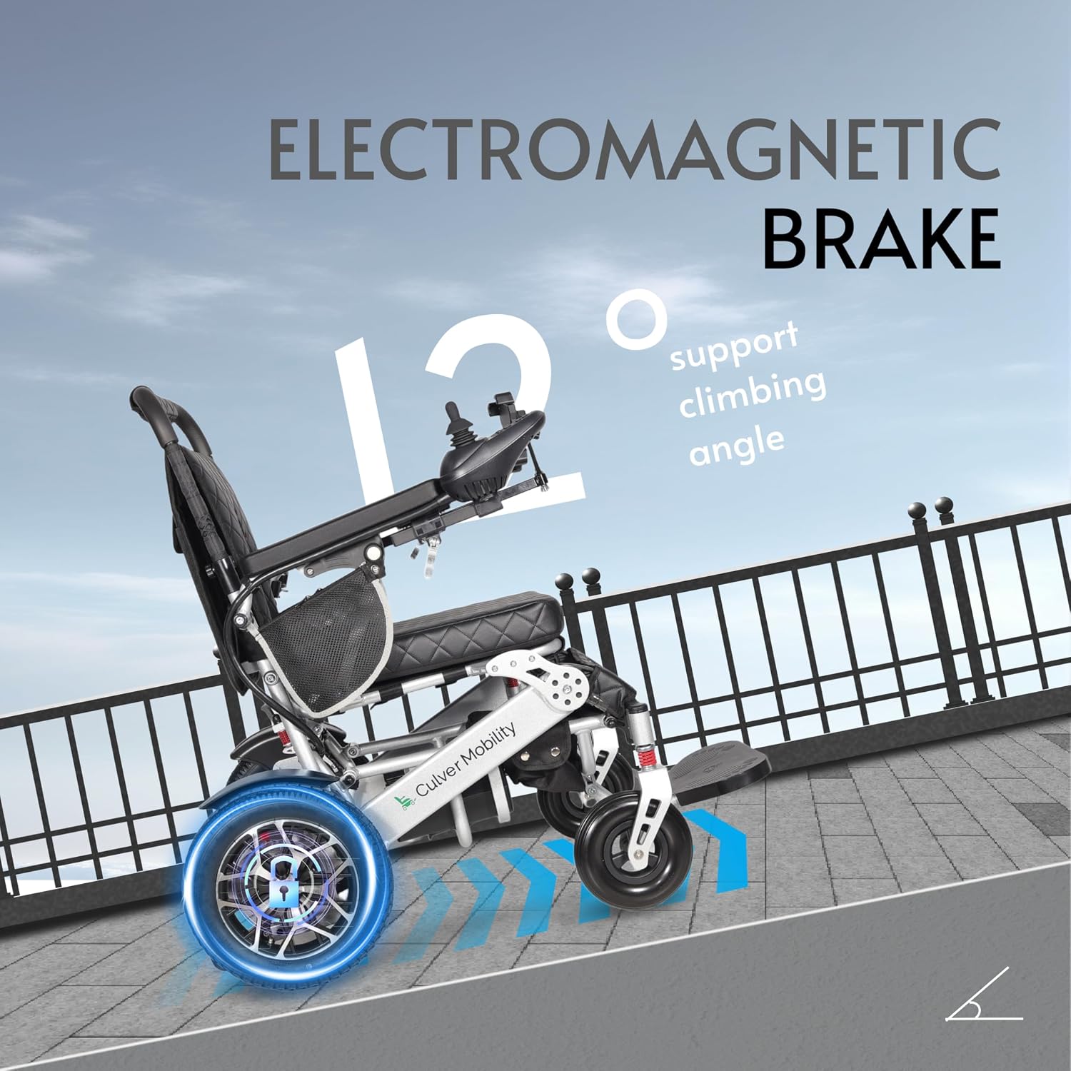 Culver Mobility Wolf Electric Wheelchair for Adults – Lightweight, Foldable, All-Terrain Power Wheelchair XL with Remote Control. Gift: Travel Bag, Cup Holder & Phone Holder (Black).