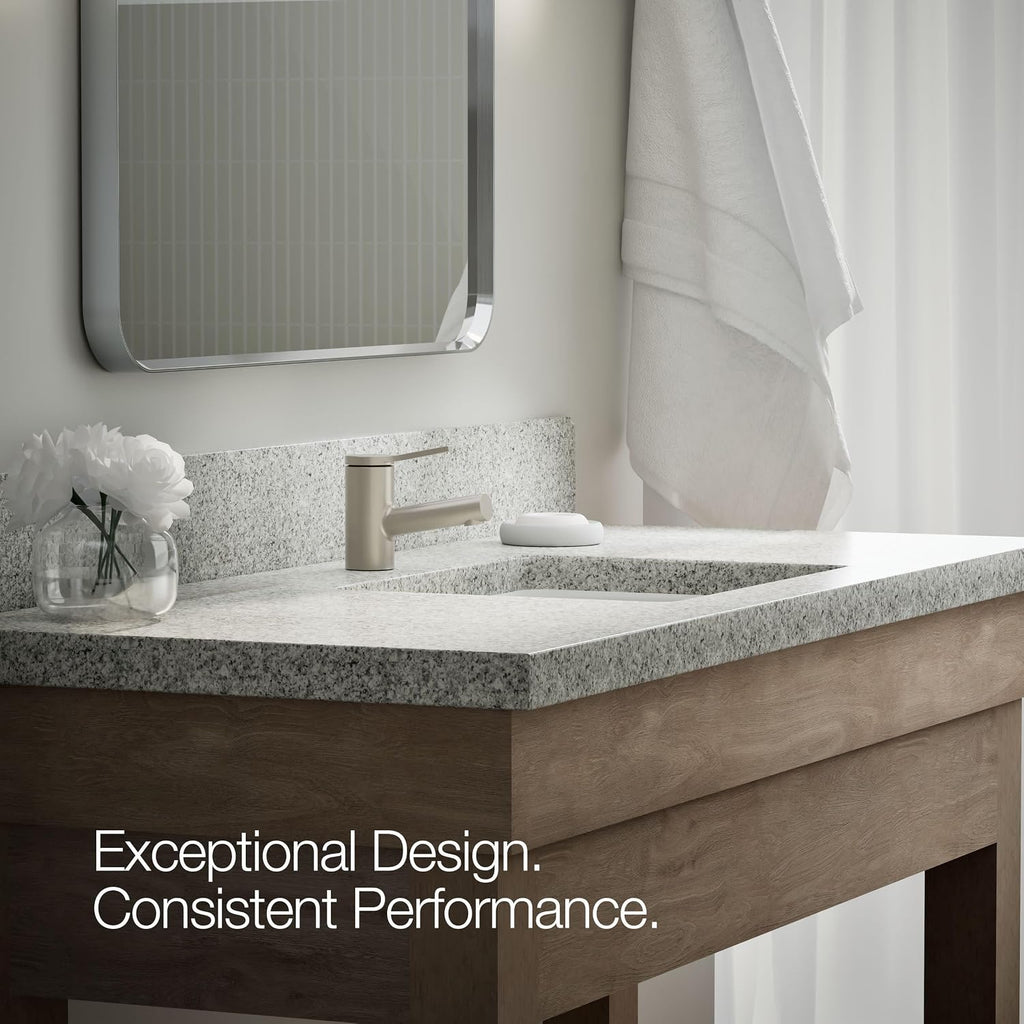 KOHLER K-33590-4N-BN Elate® Short Single-Handle Bathroom Sink Faucet, Single-Hole Bathroom Faucets, 0.5 GPM, Vibrant Brushed Nickel