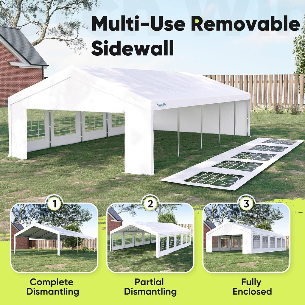 Quictent 20x30 Heavy Duty Party Tent with Church Windows, Outdoor Event Shelter Tent for Parties, Wedding, Carport, Canopy, BBQ