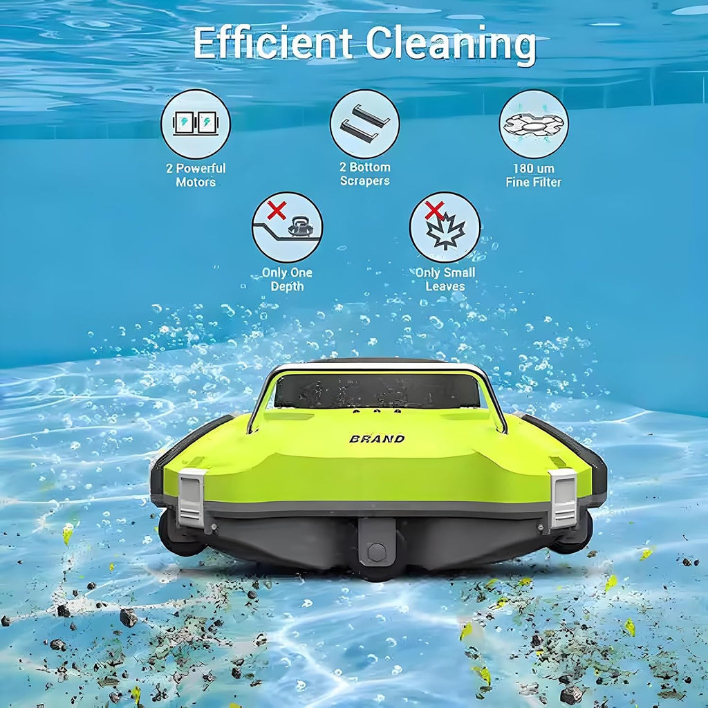 Robot Pool Vacuum Cleaner,Automatic Cordless Robotic Pool Cleaner W/Cleaner Hook Kit,Maximum Cleaning Area 1050 Sq.ft,120 Mins Runtime, 180um Fine Filter