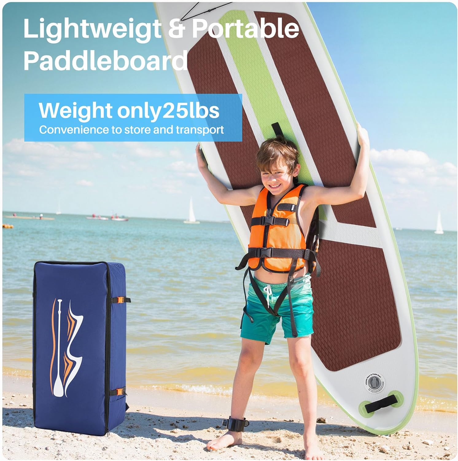 10'6x33'' Extra Wide Inflatable Paddle Board, 400lb Capacity Stand Up Paddle Board for Adults, Stable Inflatable Sup Yoga Board, All Skill Levels, 2Pcs Paddle & Carry Bag, 1 Repair Kit