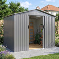 DAUSOLA 8x6 FT Outdoor Storage Shed, Metal Garden Tool Shed with Updated Frame Structure and Lockable Doors, Ideal for Backyard Garden Patio Lawn, Grey