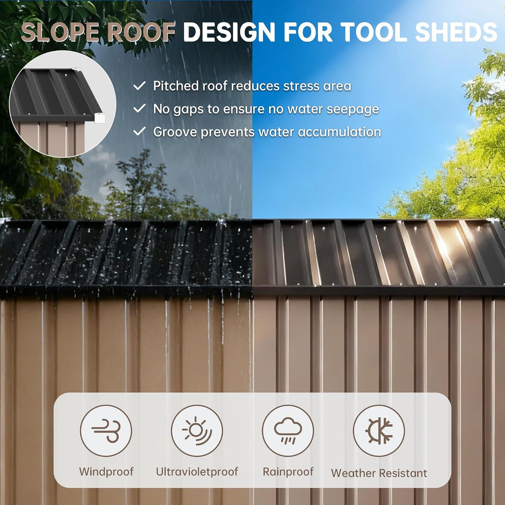 Lockable Metal Garden Shed, 5x2.5 FT Outdoor Metal Storage Sheds Multi-Used, Vertical Outdoor Steel Storage Sheds, Compact Metal Tool