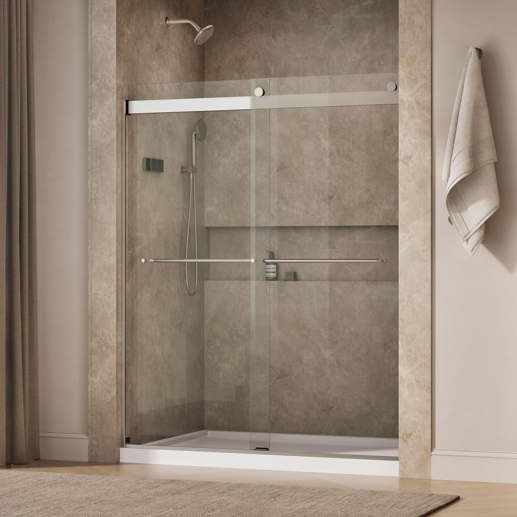 KOHLER K-706015-L-MX Levity Shower Door, 74.00 x 3.06 x 59.63 inches, Crystal Clear with Matte Nickel frame