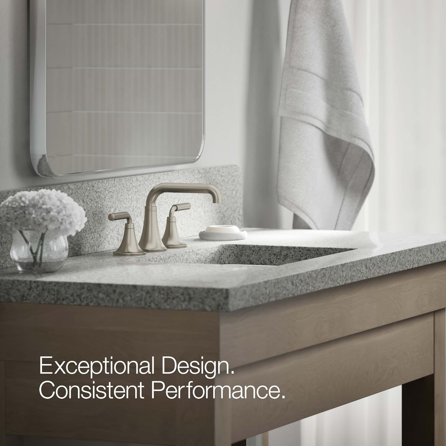 KOHLER 27416-4N-BN K-27416-4N-BN Tone Widespread Bathroom Sink Faucet, 5 GPM, Vibrant Brushed Nickel