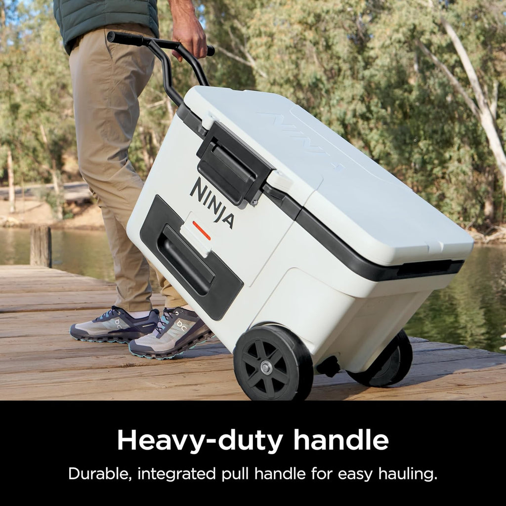 Ninja | Cooler | FrostVault 45QT Cooler with Wheels | Insulated with Temp Dry Storage Drawer | Keeps Ice Cold for Days | for the Beach, Camping, Picnics & More | Cloud White | FB245WH