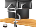 Ergounion Heavy Duty Triple Monitor Mount, Mechanical Spring 3 Monitor Arm for Ultrawide & Curved Screens, Fits Three 13-40 Inch Displays up to 25 lbs Per Arm, Premium Aluminum VESA Stand, Silver