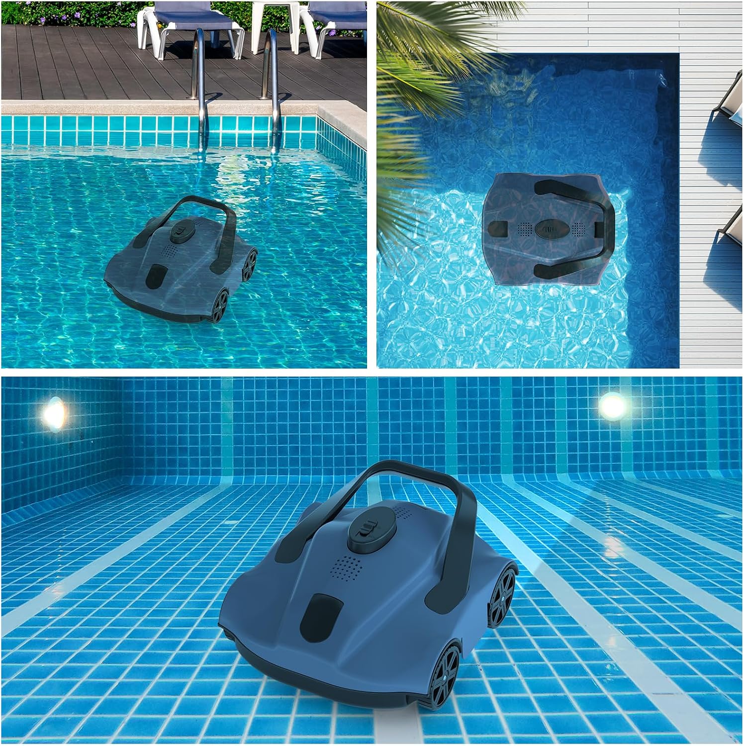 Wireless Swimming Pool Cleaning Robot, with A Battery Life of 130 Minutes and A Maximum Coverage Area of 1,076 Square Feet, is Suitable for Underground Swimming Pools