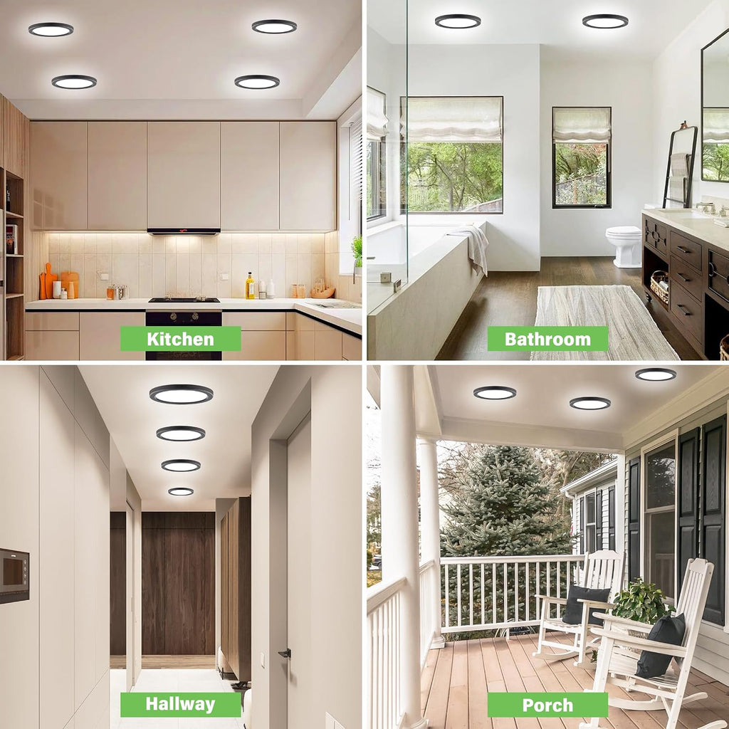 5.4' Flush Mount Ceiling Light Dimmable with ETL CERT, 5000K Black LED Ceiling Lights Ultra Thin Round Ceiling Light Fixture for Bedroom, Bathroom,Kitchen, Hallway,Basement,Closet,28Pack