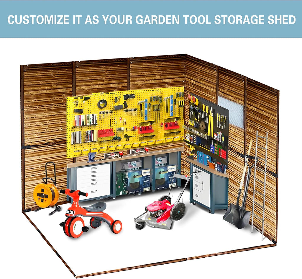 Endark 8x8FT Waterproof & Rust-Resistant Outdoor Storage Shed with Window, Lockable Sliding Doors & Metal Sloped Roof - Ideal for Garden, Backyard, and Patio