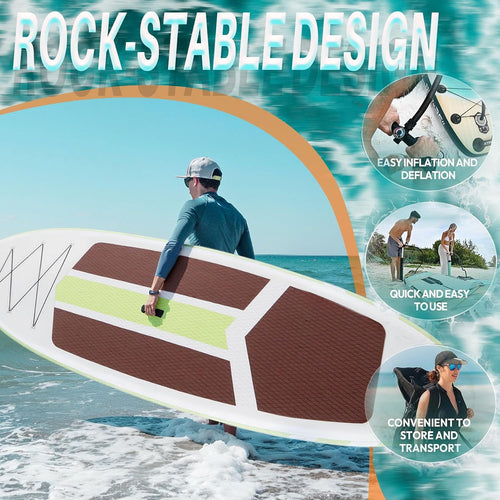 10'6x33'' Extra Wide Inflatable Paddle Board, 400lb Capacity Stand Up Paddle Board for Adults, Stable Inflatable Sup Yoga Board, All Skill Levels, 2Pcs Paddle & Carry Bag, 1 Repair Kit