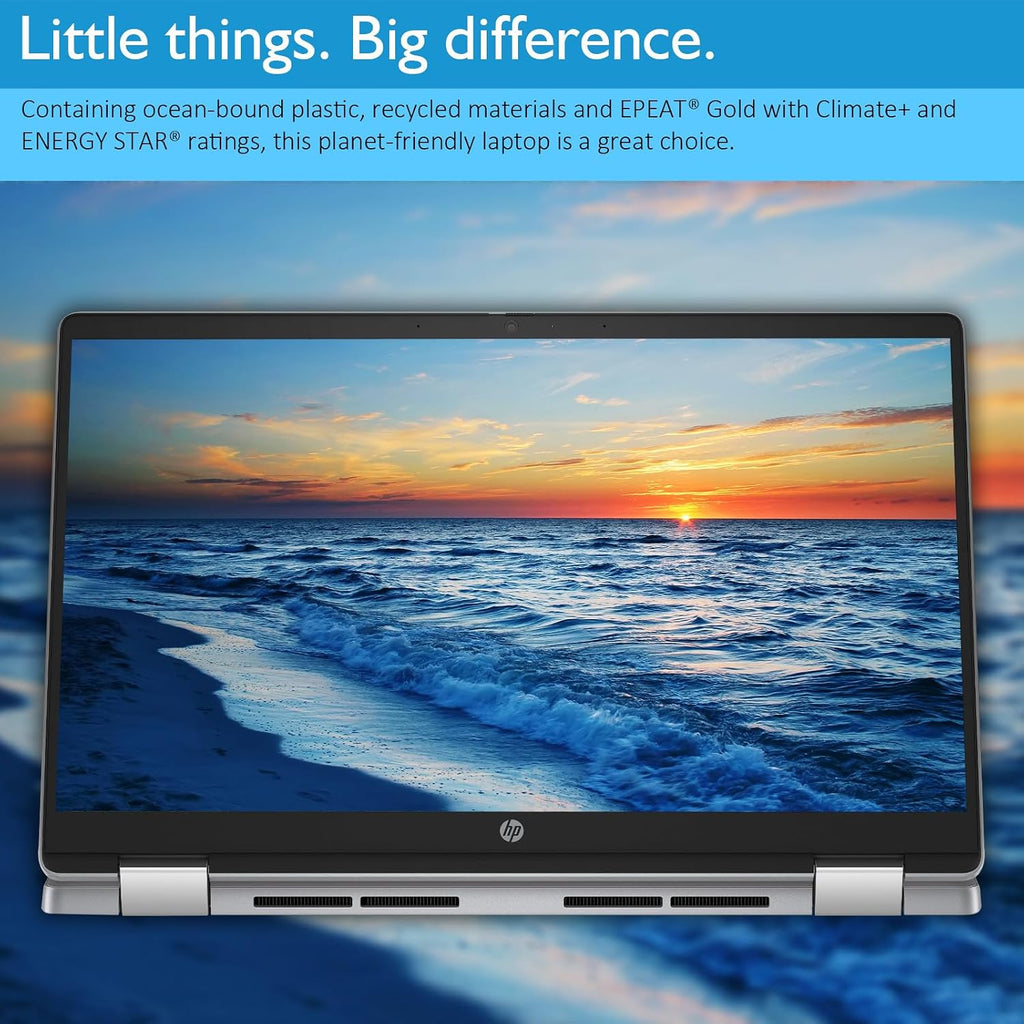 HP Chromebook Plus x360 Laptop 14' 2 in 1 Touchscreen Business Laptop for Student Intel Core i3 N305 8GB RAM 256GB UFS Backlit KB Wi-Fi 6 Chrome OS w/Google AI (Renewed)
