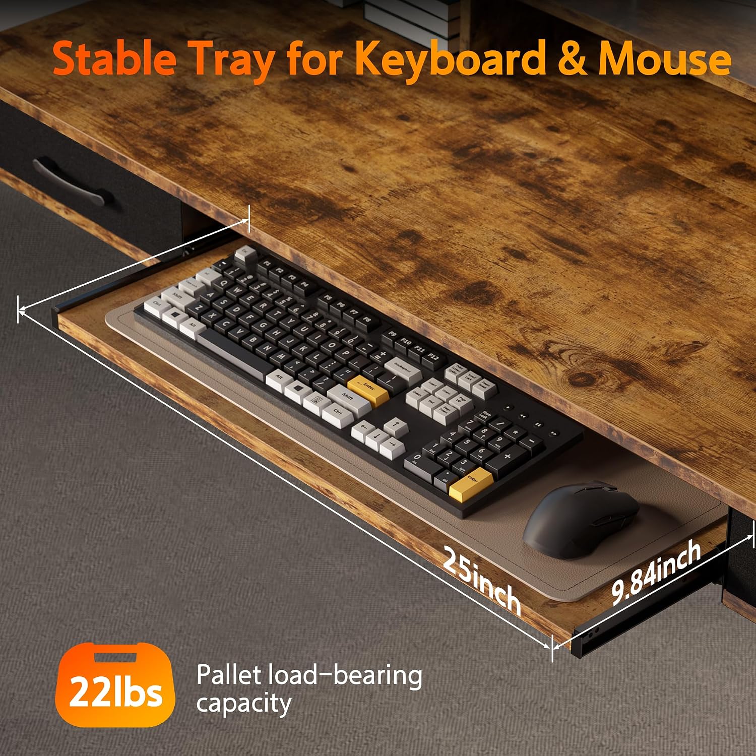 WALKINGDESK 55x24 Inches Electric Standing Desk with Keyboard Tray, Height Adjustable Stand up Desk with 2 Drawers, Ergonomic Sit to Stand Desk with Storage Monitor Stand, Computer Table, Rustic Brown