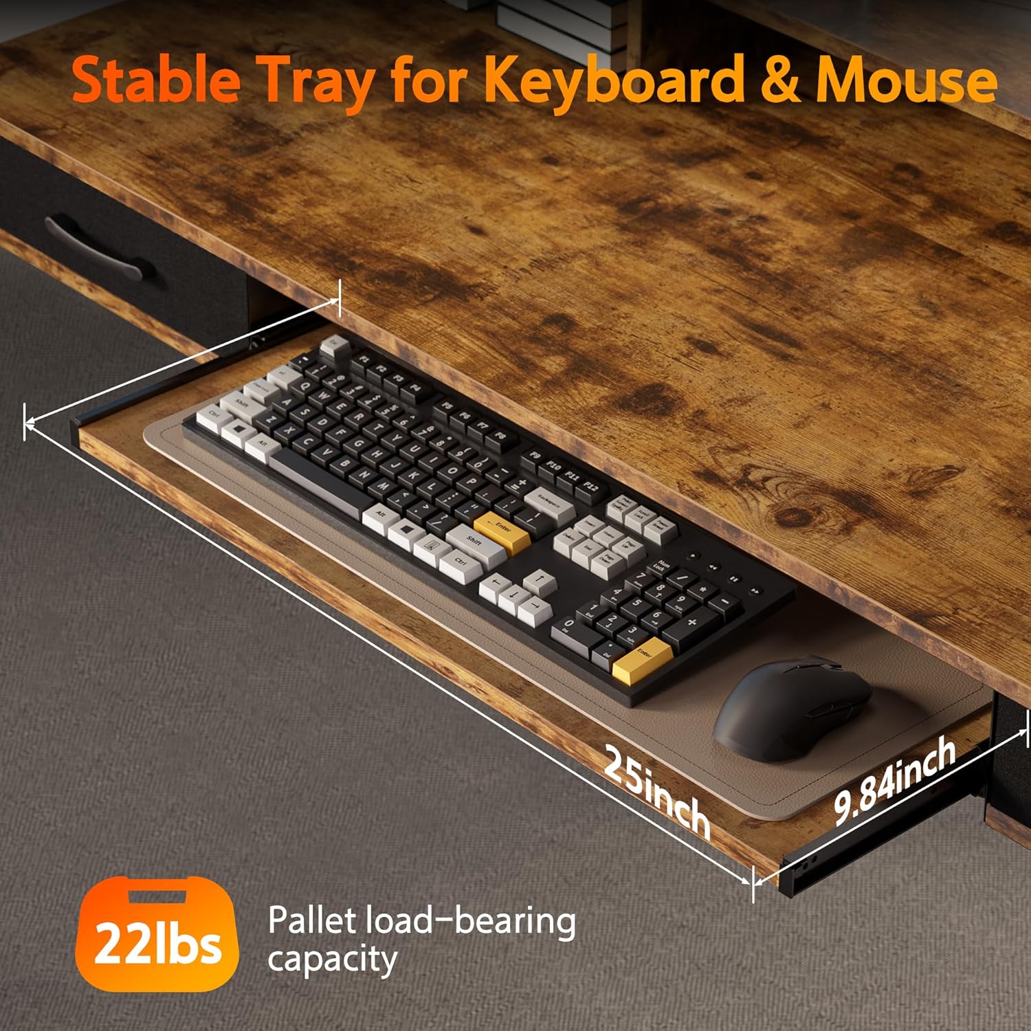 WALKINGDESK 63x24 Inches Electric Standing Desk with Keyboard Tray, Height Adjustable Stand up Desk with 2 Drawers, Ergonomic Sit to Stand Desk with Storage Monitor Stand, Computer Table, Rustic Brown