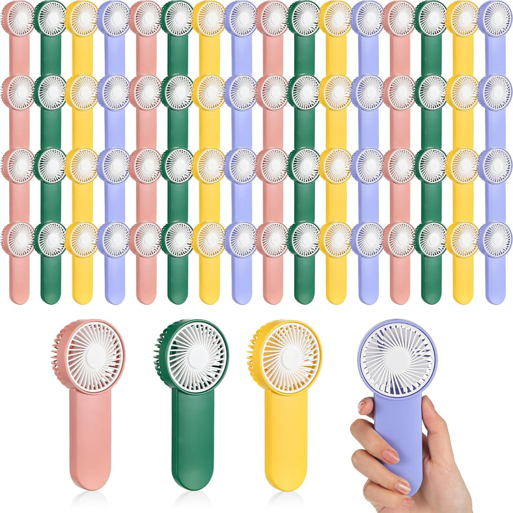 Sumind 64 Pcs Small Personal Portable Fan Mini Handheld Bulk 1 Speed Electric Cute Battery Powered for Neck Lash Makeup Women Men Travel Camping Indoor Outdoor Summer (4 Colors)