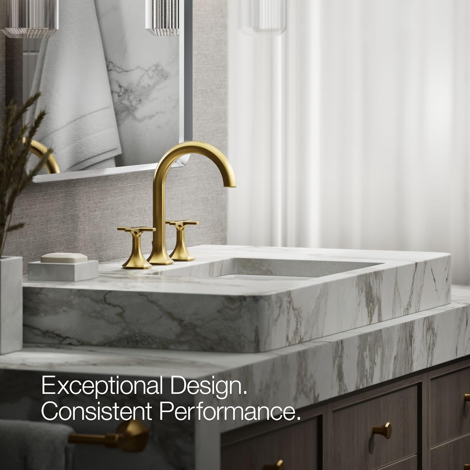 Kohler 27010-3-2MB OCCASION™ Cross bathroom sink faucet handles, Vibrant Brushed Moderne Brass