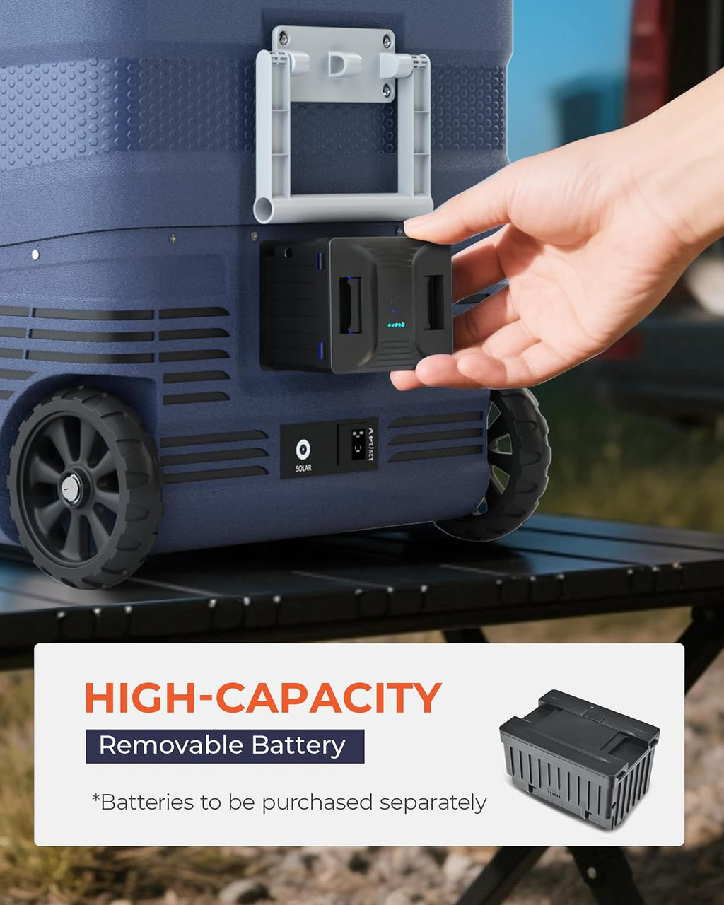 EKOJUCE 12 Volt Refrigerator Portable Fridge Freezer - 48 Quart(45L) Electric Cooler with Wheels, 12/24V DC & 100-240V AC, -4℉-68℉, APP Control, 12V Car Fridge for Camping, Boating, RV, Outdoor, Home