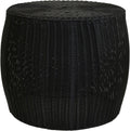 Household Essentials Handwoven Resin Barrel Side Table Storage Container, Black 18' H x 20' Dia.