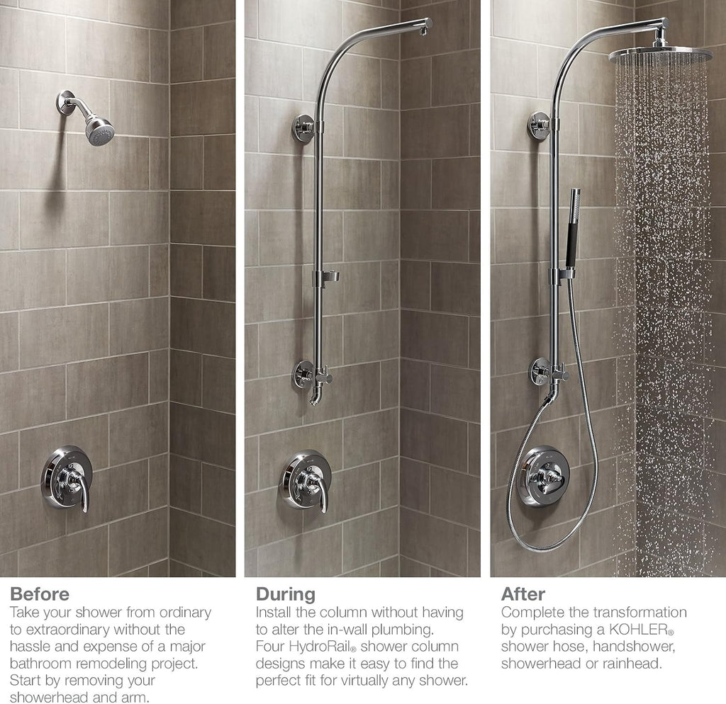 KOHLER K-45904-CP Hydrorail-H Shower Column, Polished Crome