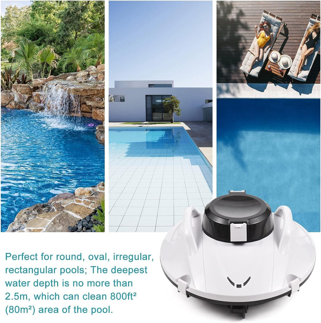 efficient Cordless Robot Pool Cleaner with Smart Navigation and 5000mah Battery
