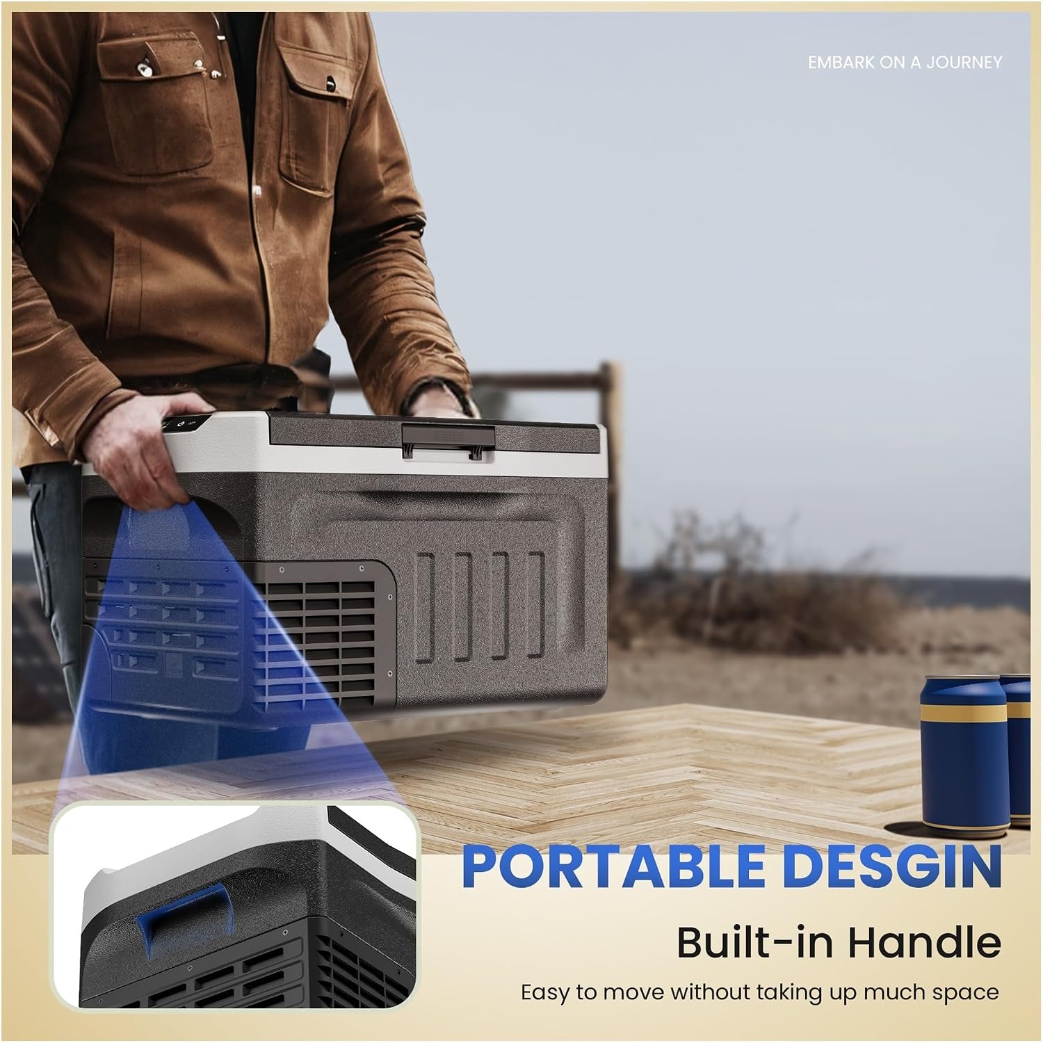 Portable Refrigerator, 22QT(21L) 12V Cooler, Compressor Mini Fridge, -4℉~68℉,12/24V DC 110~240 Volt AC For RV/Truck