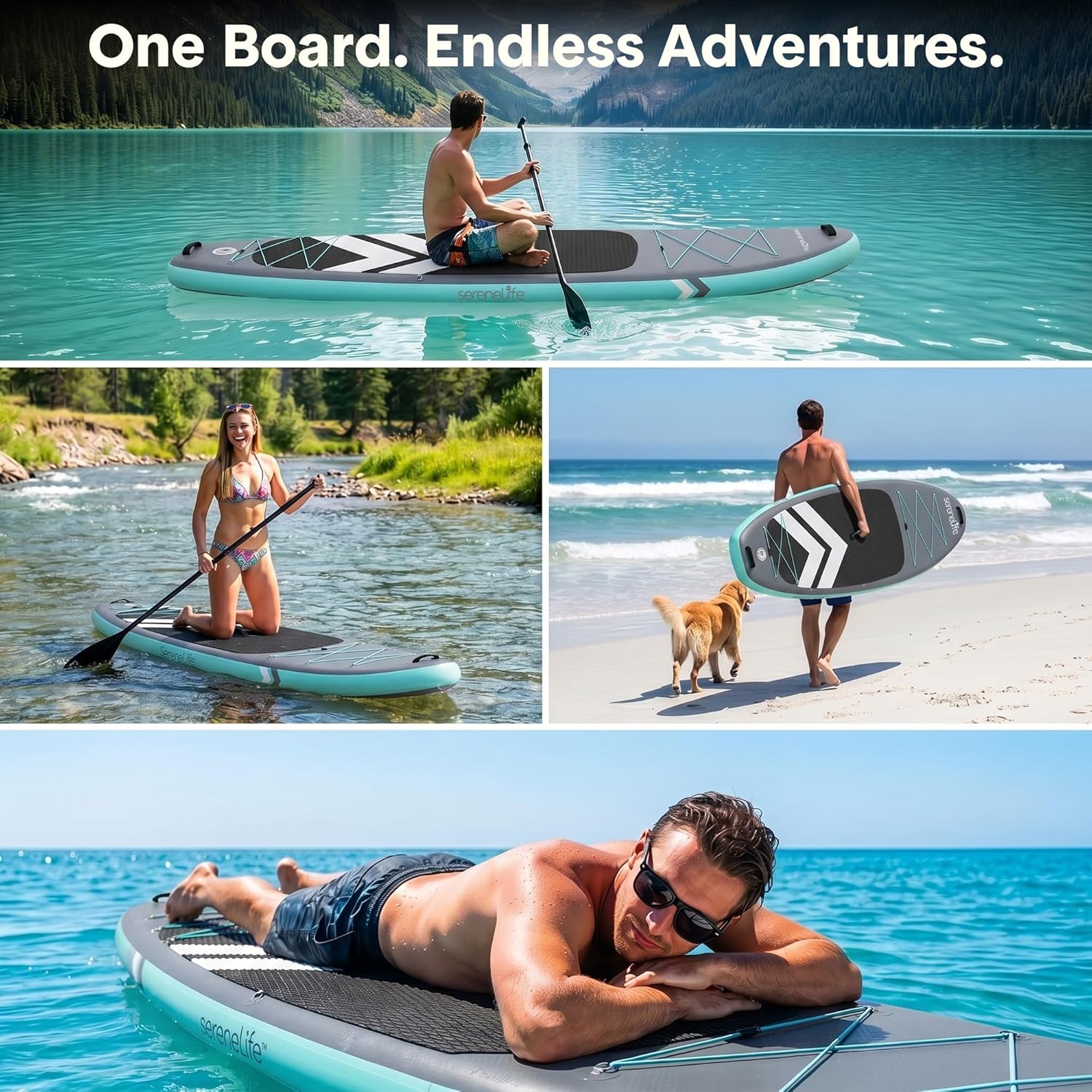 SereneLife Inflatable Stand Up Paddle Board