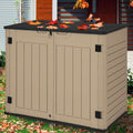 YITAHOME Outdoor Resilient Storage Shed, 35 Cu Ft Lockable Weatherproof Resin Unit, Fit for Garden Equipment, Simple Assembly (Brown)