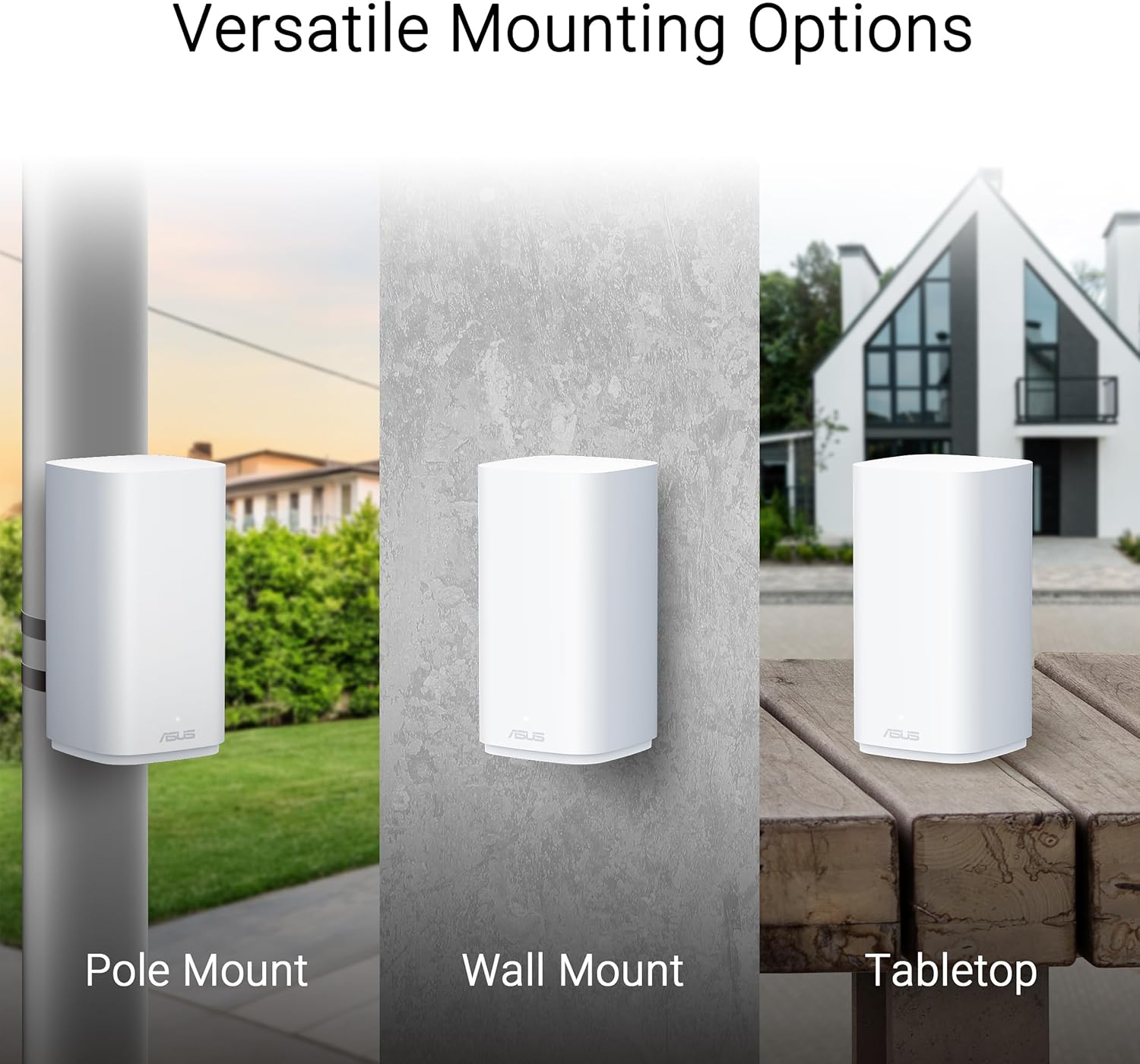 ASUS ZenWiFi BD5 Outdoor Dual-Band WiFi 7 Mesh, 5000 Mbps, Coverage up to 15,000 sq. ft. Outdoors(1pk), Dual 2.5G Ports, IP65, PoE+AC Powered, Wall and Pole Mount, VPNs