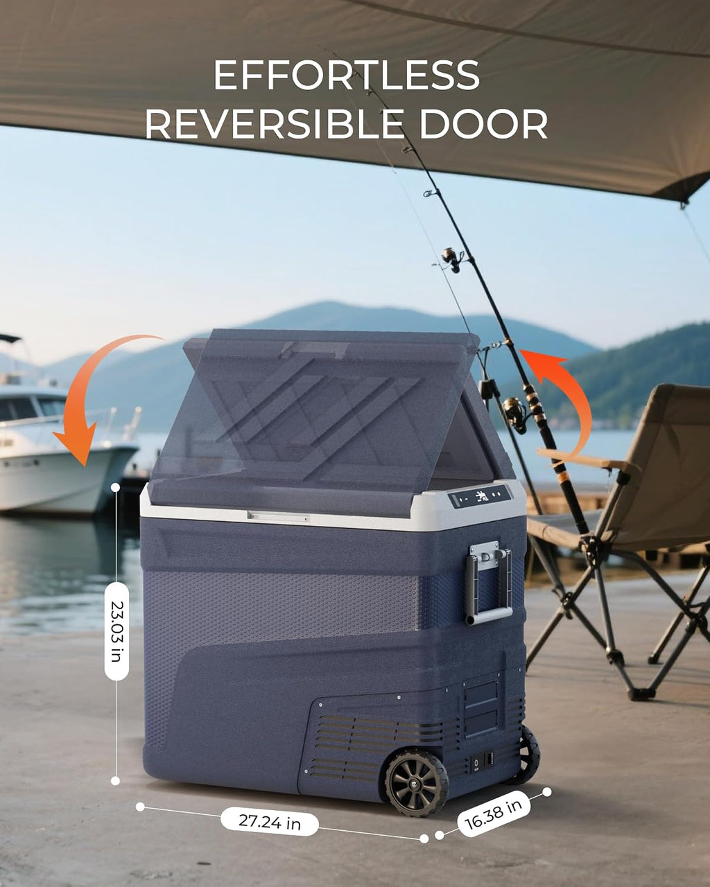 EKOJUCE 12 Volt Refrigerator Portable Fridge Freezer - 68 Quart(65L) Electric Cooler with Wheels, 12/24V DC & 100-240V AC, -4℉-68℉, APP Control, 12V Car Fridge for Camping, Boating, RV, Outdoor, Home