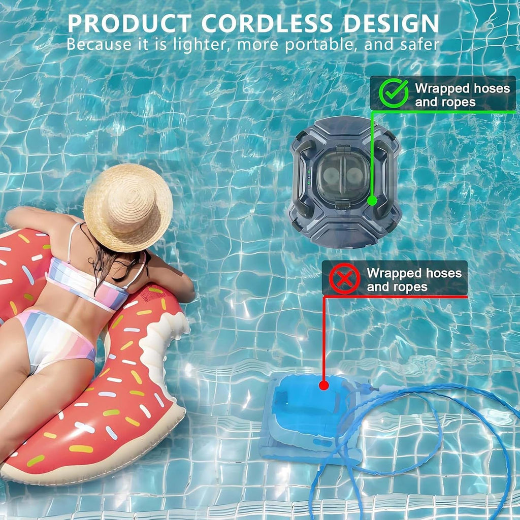 Cordless Pool Vacuum Robot for Inground Pools,120 Min Runtime, Auto-Parking, Lightweight Robotic Pool Vacuum Cleaner,914 Sq Ft Coverage