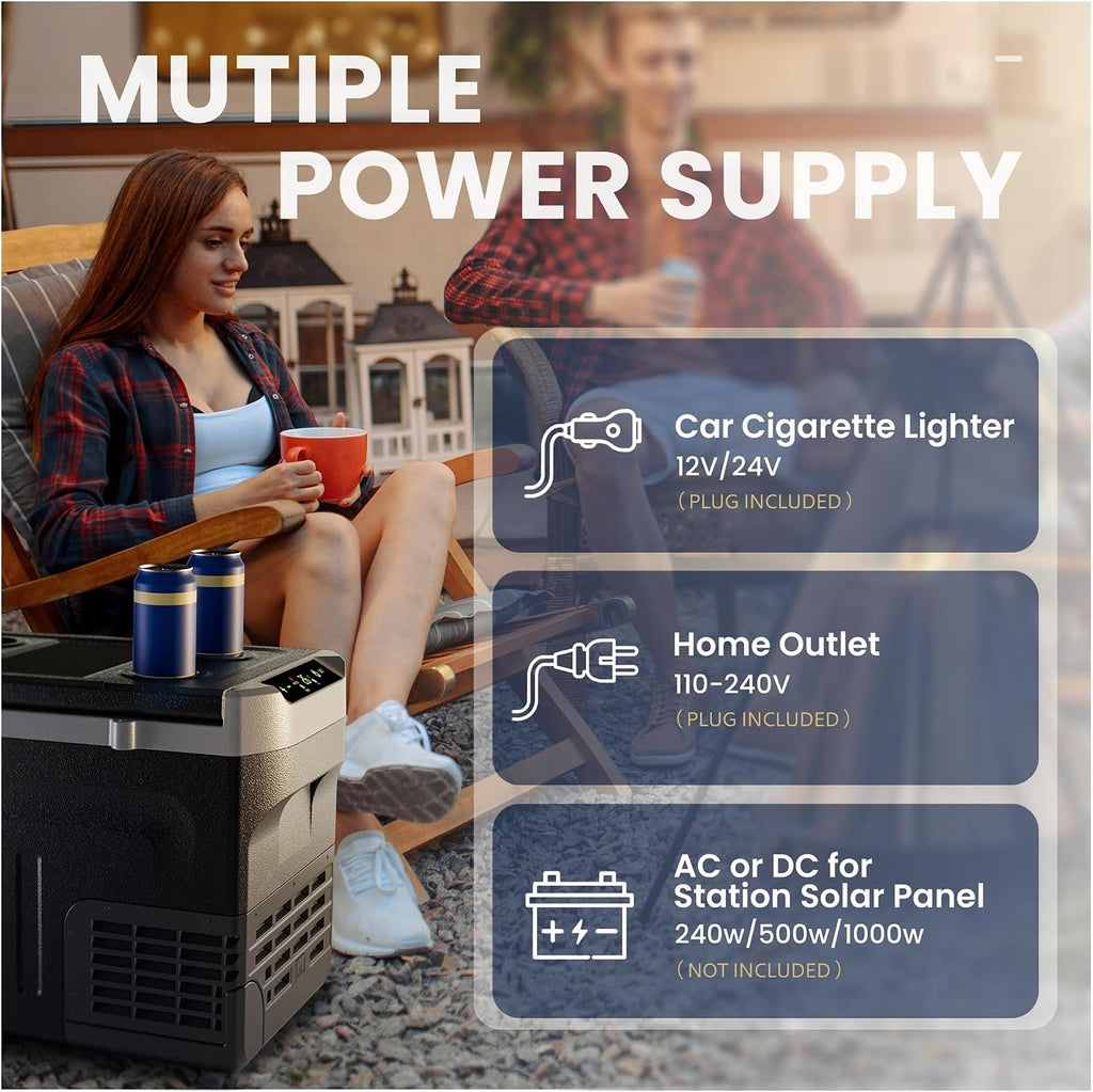 Portable Refrigerator, 31QT(29L) 12V Cooler, Compressor Mini Fridge -4℉~68℉,12/24V DC 110~240 Volt AC For RV/Campin