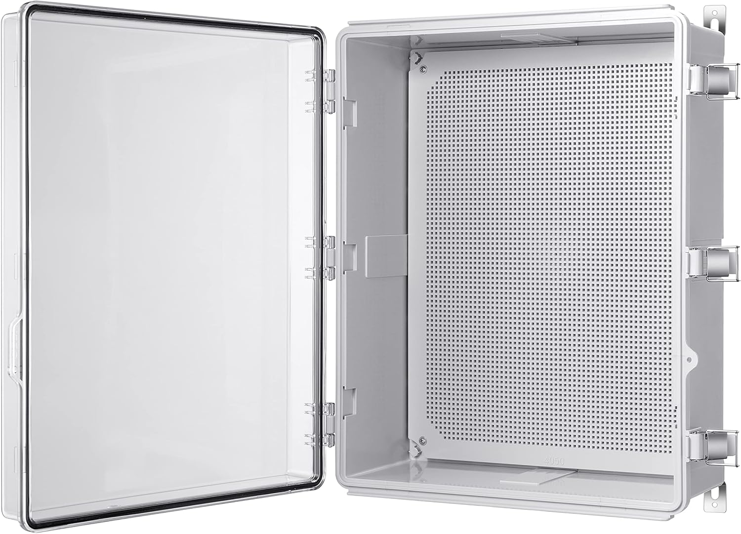 Gratury Junction Box, IP67 Waterproof Plastic Enclosure for Electrical Project, Hinged Grey Cover, Includes Mounting Plate and Wall Bracket (Transparent Cover, 20'×16.1'×7.9')