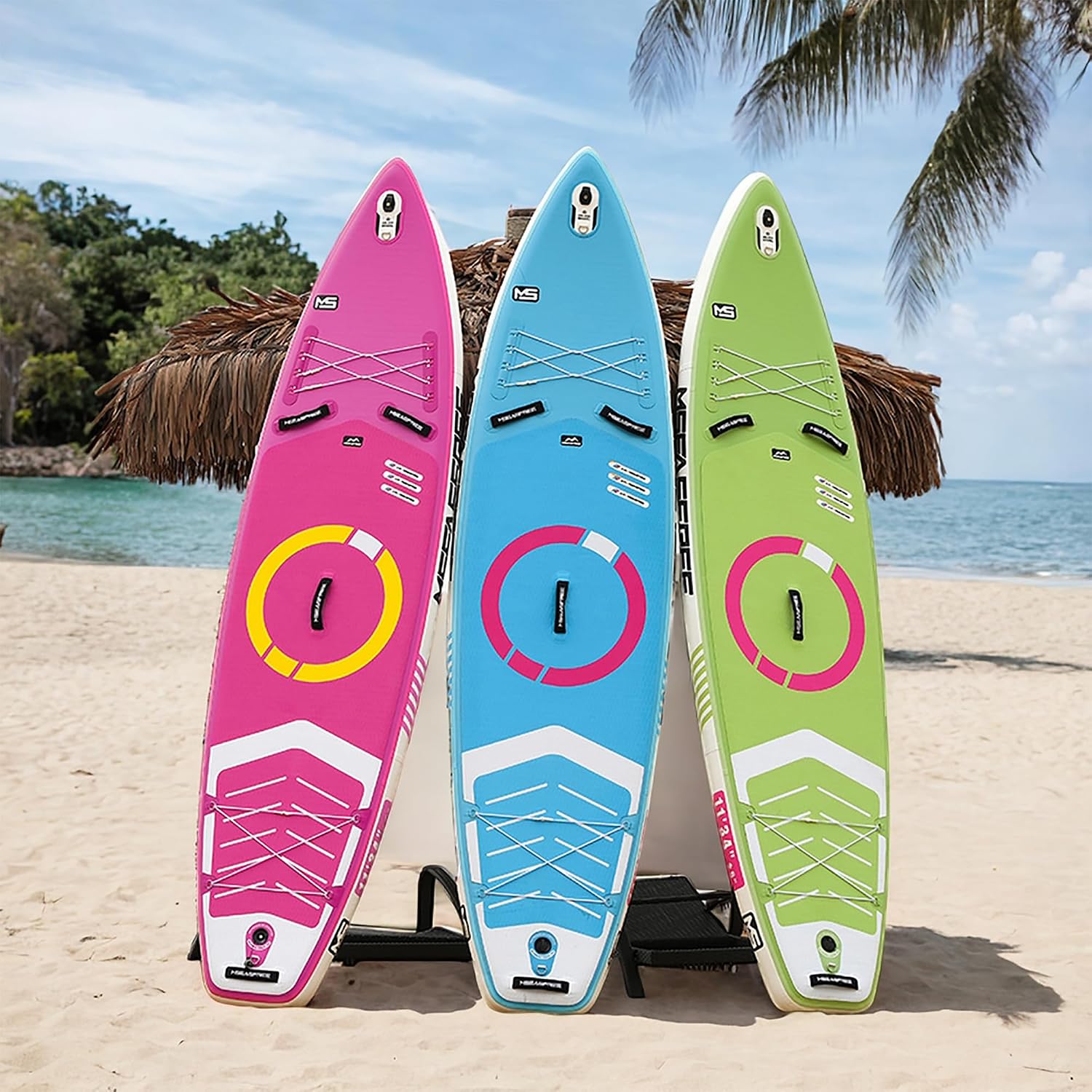 Inflatable Paddle Board 9.9'x33 x5 with Premium SUP Accessories & Backpack, Wide Stance, Bottom Fin for Paddling, Paddle, Leash, Surf Control, for Youth & Adult