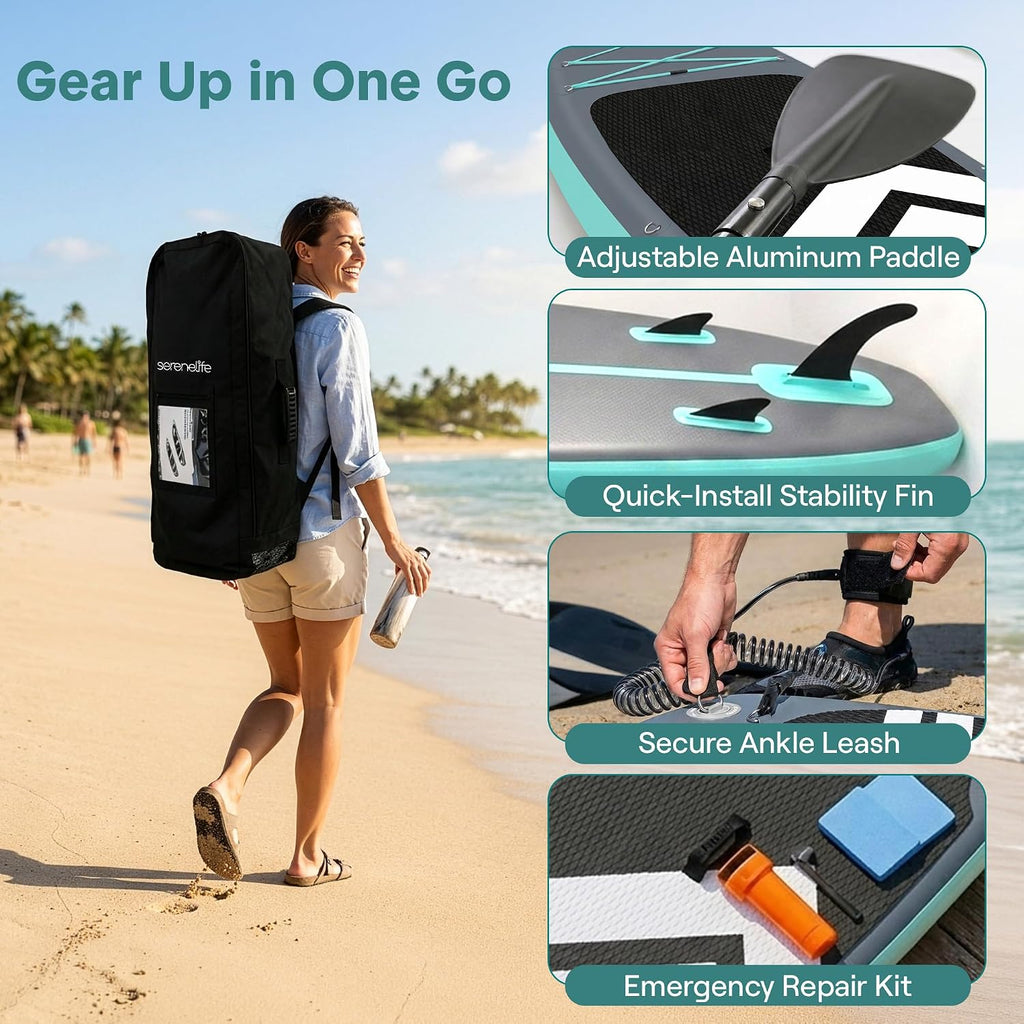 SereneLife Inflatable Stand Up Paddle Board