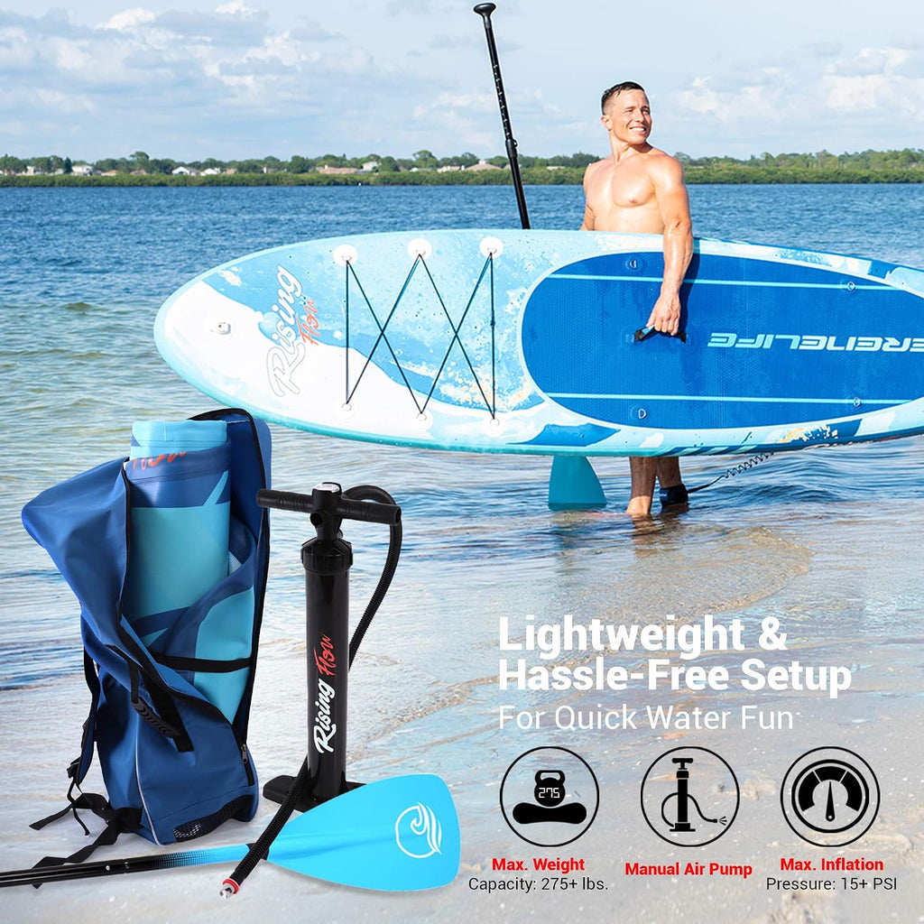 SereneLife Set of 2 Inflatable Stand Up Paddle Boards with Premium Accessories – SUP Pair with 32' Wide Stable Design, Non-Slip EVA Deck Pad for Adults and Youth of All Skill Levels, 350 lbs Capacity