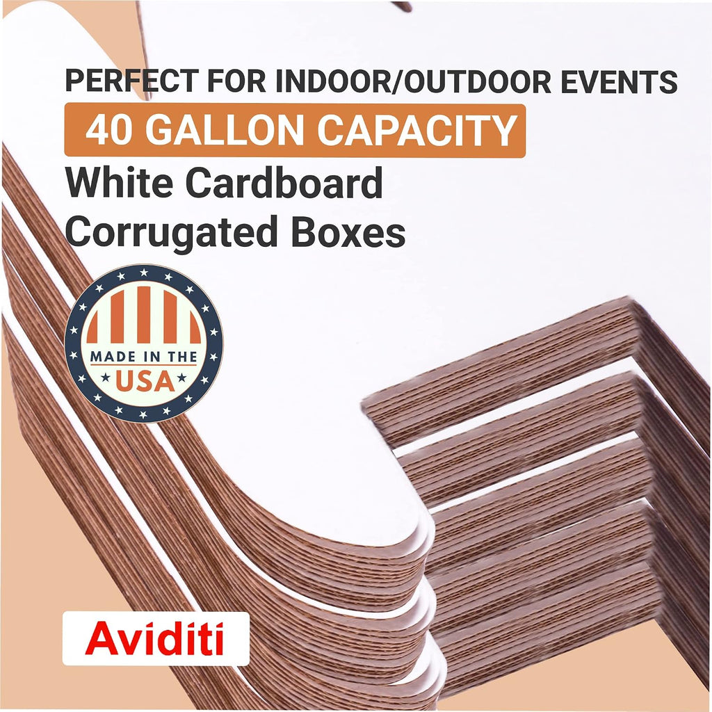 Box USA 40 Gallon 18' L x 18' W x 30' H 10-Pack Cardboard Trash Cans and Recycling Bins, Reusable or Disposable Pop Up Garbage Boxes for Parties, Outdoor Events, Heavy Duty, Recycle