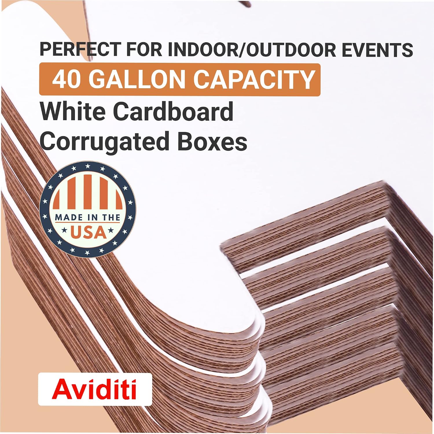 Box USA 40 Gallon 18' L x 18' W x 30' H 10-Pack Cardboard Trash Cans and Recycling Bins, Reusable or Disposable Pop Up Garbage Boxes for Parties, Outdoor Events, Heavy Duty, Recycle