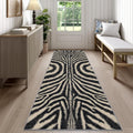 Zebra Print Rug Runner 4x12 - Washable Non Slip Runner Rug for Hallway - Zebra Skin Kitchen Rugs - Animal Print Wildlife Carpet Runners for Hallway, Laundry Room, Bedroom, Bathroom