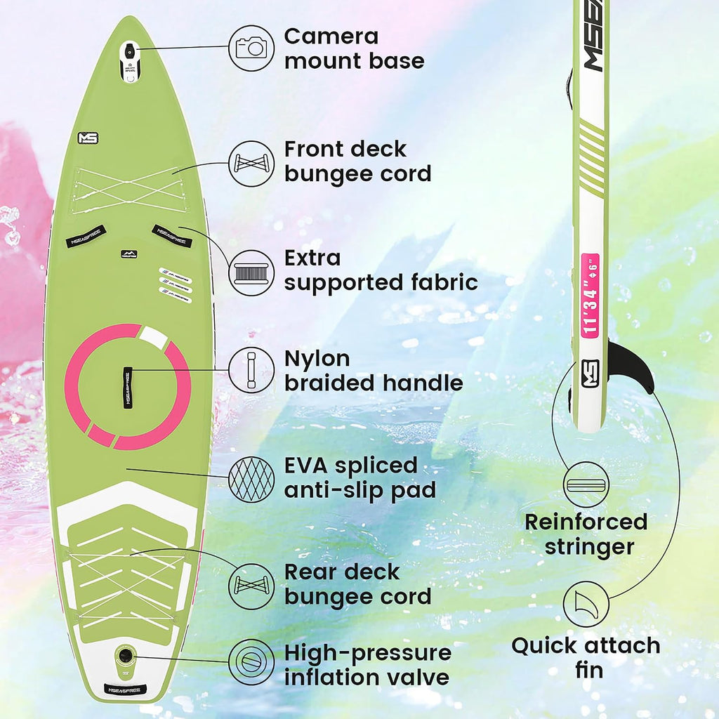 Inflatable Paddle Board 9.9'x33 x5 with Premium SUP Accessories & Backpack, Wide Stance, Bottom Fin for Paddling, Paddle, Leash, Surf Control, for Youth & Adult
